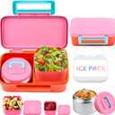 Lunch Box for Kids With 8oz Soup Thermo, Leak-proof Lunch Container with 2 Compartments, Thermo Food Jar Food Containers for Back to School Girls Boys (Pink)