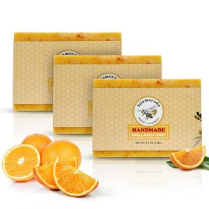 Handmade Honey Soap Bar with Florida Orange Essential Oil  3 Pack Natural Moisturizing Bar Soap with Olive & Coconut Oil  Gentle Cold Process Honey Bar Soap for All Skin Types