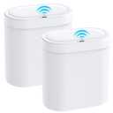 2 Pack 5 Gallon Bathroom Trash Can with Lid, Automatic Motion Sensor White Trash Can, Touchless Slim Waterproof Garbage Bin for Kitchen, Bedroom, Office, and Bathroom