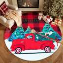 Christmas Tree Skirt 48 Inch, Red and Black Buffalo Plaid Xmas Tree Skirt, Winter Christmas Tree Mat for Home Party Holiday Indoor Outdoor Decorations (Large)