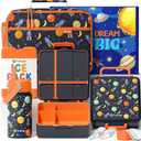 Fimibuke Kids Bento Lunch Box with 4 Compartments, Insulated lunch Bag, Stainless Steel Insulated Water Bottle, Ice Pack & Utensils Set, Birthday Gifts for Ages 3-12 Back to School Toddler Girls Boys