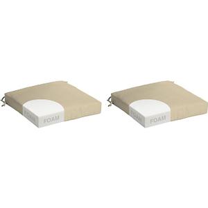 Arden Indoor/Outdoor Foam Seat Pad, 2 Pack, 17 x 16, Patio Cushion, Water Repellent, Fade Resistant, Foam Cushion Tan Leala