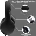 LORELEI X6 Over-Ear Wired Stereo Bass Headphones with Microphone, Lightweight, Foldable & Portable with 1.45M No-Tangle for Smartphone, Tablet, MP3/4, Space Black