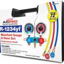 Certified A/C Pro Car Air Conditioner Refrigerant Gauge & Hose,Reusable AC Recharge Kit to Dispense R-12343YF to Compatible Vehicles,Includes Recalibrateable Low & High Pressure Gauges,InterDynamics