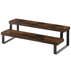 YINMIT Wooden Display Riser Stand, Tiered Perfume and Cologne Organizer Stand, 2 Tier Spice Rack Organizer, Rustic Display Shelf for Candles (2 Tier)
