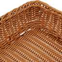MANCHAP 3 PCS 16 Inch Poly Wicker Bread Baskets, Handmade Rattan Woven Pantry Organizer, Tabletop Food Serving Baskets Rectangle Storage Basket for Home, Restaurant, Hotel, Brown