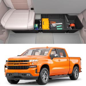 Under Seat Storage Box Compatible with 2019-2026 Chevy Chevrolet Silverado 1500/GMC Sierra 1500, 2020-2026 Silverado/Sierra 2500HD/3500HD Double Cab & Crew Rear Underseat Organizer