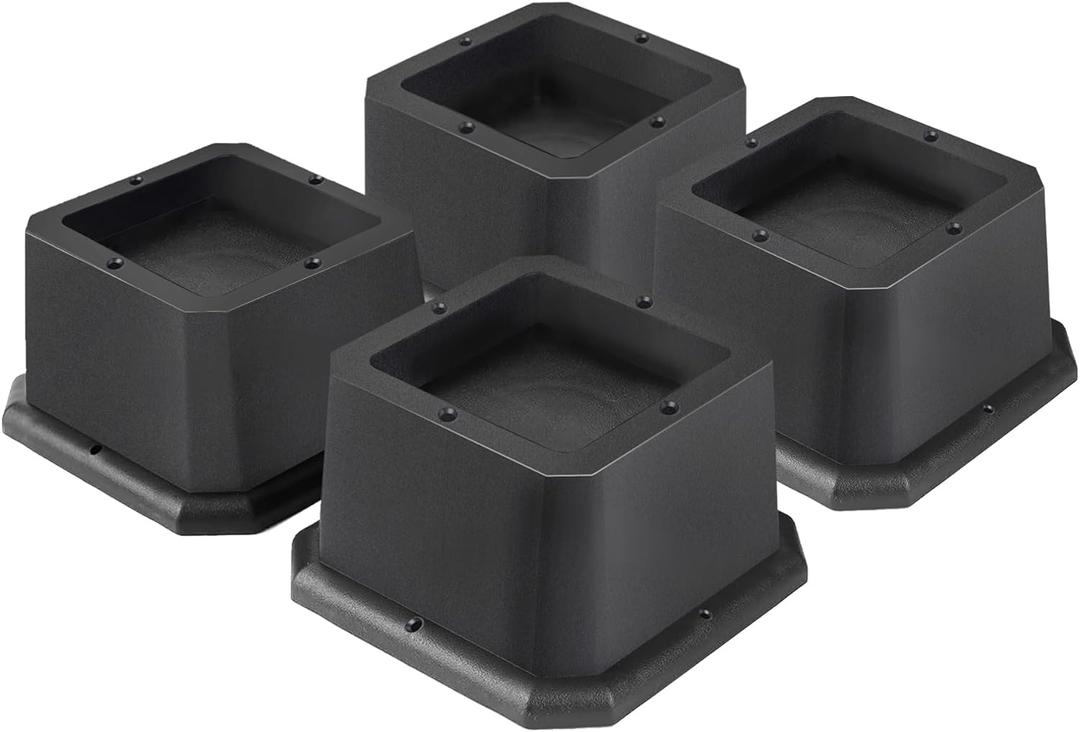 shouwuhho Furniture Risers 2 Inch, Adjustable Bed Risers Elevation in Heights 2 Inch for Couch, Sofa, Table, Chair, Raisers Support up to 6,000 lbs, Black, 4 Pack