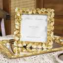 Cuspin 6x6 Picture Frame Vintage Gold Frames, Gold Ornate Leaf Textured Hand-Crafted Resin with Glass Front Antique Photo Frame for Tabletop Display, Retro Design Home Decor