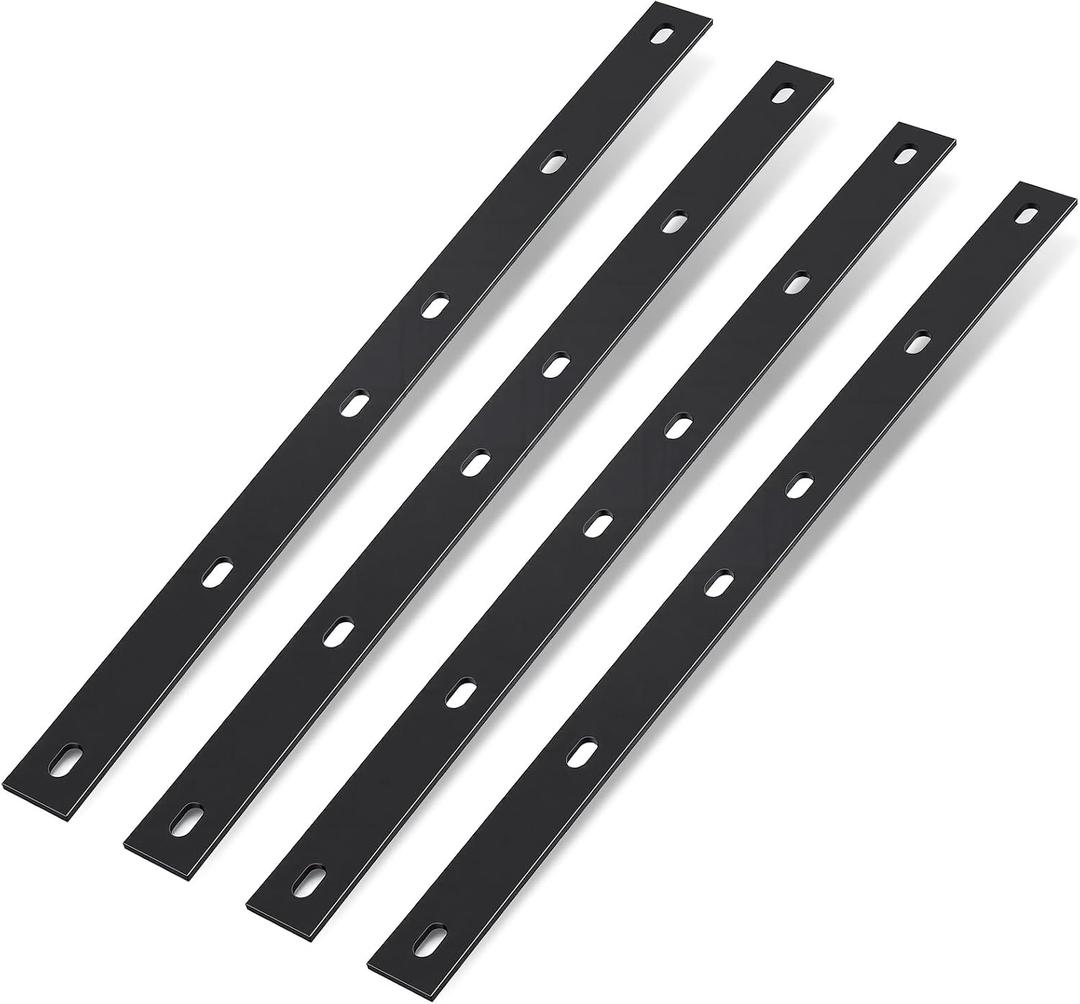 Zonon 4 Pcs 24'' Mend Brace, Heavy Duty Steel Repair Plate Bracket, 5mm Thick Black Powder Coated Straight Brace for Shelving, DIY, Wood Beam, Shelf Support, Structural Reinforcement, 1.5" Wide