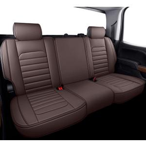YIERTAI Rear Seat Covers Compatible with Chevy Silverado GMC Sierra for 2007-2023 2024 2025 1500/2500/3500HD Trail Boss Z71 Leather Split Bench 50/50 40/60(1 Rear Seat Cover/Brown)