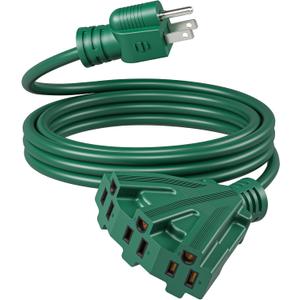 DEWENWILS 10FT Outdoor Extension Cord, Green Extension Cord 13A/1625W, 16/3 SJTW Power Cable with Multiple Outlet Weatherproof Decor Landscaping String Lights, ETL Listed, 1 Pack