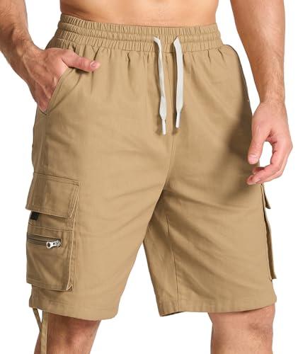 Mens Cotton Cargo Hiking Shorts with Multi Pockets Summer Outdoor Work Casual Shorts, XL