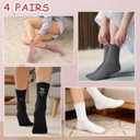 4 Pairs Cotton Socks for Women Cute Knitted Crew Sock Casual Athletic Aesthetic Socks