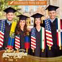 Graduation Stole Class of 2026 with Cap Tassel,and Honor Cord - Mixed Flag Graduation Sash for Graduation's Day 72"