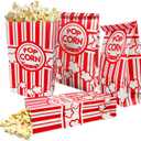 50 Pcs Flat Bottom Popcorn Bags, 2 oz Paper Popcorn Bags for Family Movie Night Baseball Themed Carnival Christmas Birthday Party