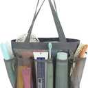 Fammart Mesh Shower Caddy Portable for College Dorm Room Essentials, 8-Pocket Large Shower Basket Tote Bag with 2 Handles for Toiletry, Bathroom, Beach, Camp, Gym (Multiple Pockets - Grey)