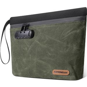Lock Travel Pouch with Combination Lock & Activated CarbonWaterproof Zipper, Carbon Lined for Home Storage & Gifts (Dark Green)