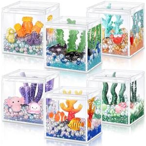 Foilswirl 6 Set Under The Sea DIY Tank Under The Sea Party Favors Charms Ocean Fishing Shark Goodie Bags Turtle Party Favors Summer Crafts