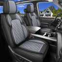 Car Seat Covers Custom Fit for Chevy Silverado GMC Sierra 1500 2007-2024 2500/3500 HD Crew Cab Pickup Truck Seat Cover Protector Cushion with Faux Leather Waterproof(Black & Grey, Full Set)