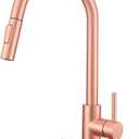 Red Copper Kitchen Faucet, Kitchen Faucet with Pull Out Sprayer and Deck Plate