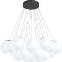 Black Modern Bubble Chandelier Lighting 19-Light White Glass Globe Chandeliers Glass Globe Pendant Light for Dining Room Foyer Bedroom Entryway