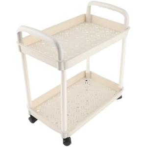 3 Tiers Plastic Rolling Utility Cart with Wheels, Layers White Hook Stable Tier Utility Cart Mobile for Living Room Bedroom Kitchen Carts Multi Functional Storage Trolley e Shelf