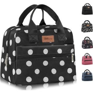 HOMESPON Insulated Lunch Bag for Women Men Lunch Box Cooler Lunch Tote for Work Picnic (Polka Dots)