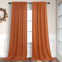 Burnt Orange Curtains 90 Inches Long for Living Room 2 Panels Set Back Tab Rod Pocket Linen Semi Sheer Copper Brown Rust Colored Curtain for Bedroom Dining Office Western Southwest Decor 52x90 Length