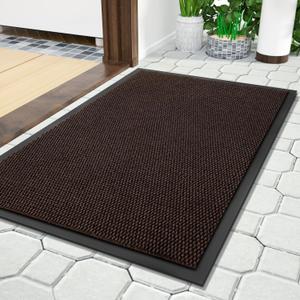 Yimobra Doormat Outdoor Indoor Entrance 29.5 x 17, All-Season All-Weather Front Door Mat, 100% Waterproof Welcome Matt for Floor Garage Outside Entry, Stain and Fade Resistant (Black Coffee)