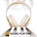 Picun B8 Bluetooth Headphones, 120H Playtime Headphone Wireless Bluetooth with 3 EQ Modes, Low Latency, Hands-Free Calls, Over Ear Headphones for Travel Home Office Cellphone PC Khaki White