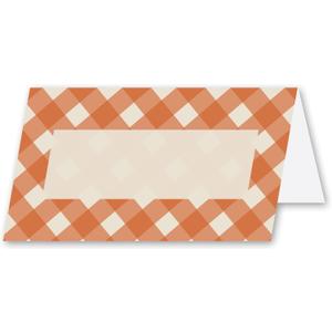 Koko Paper Co Autumn Gingham Thanksgiving Table Place Cards. 50 Tent-Style Name Cards. Made in the U.S.A.
