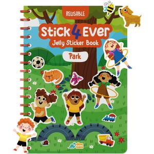 Stick4Ever Jelly Sticker Book - for Kids - Waterproof, Easy to Clean Reusable Sticker Book for Toddlers- Reusable Road Trip Activities for Kids - Stocking Stuffers for Toddlers (Park)