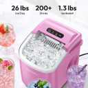 EUHOMY Countertop Ice Maker Machine with Handle, 26lbs in 24Hrs, 9 Ice Cubes Ready in 6 Mins, Auto-Cleaning Portable Ice Maker with Basket and Scoop, for Home/Kitchen/Camping/RV. (Pink)