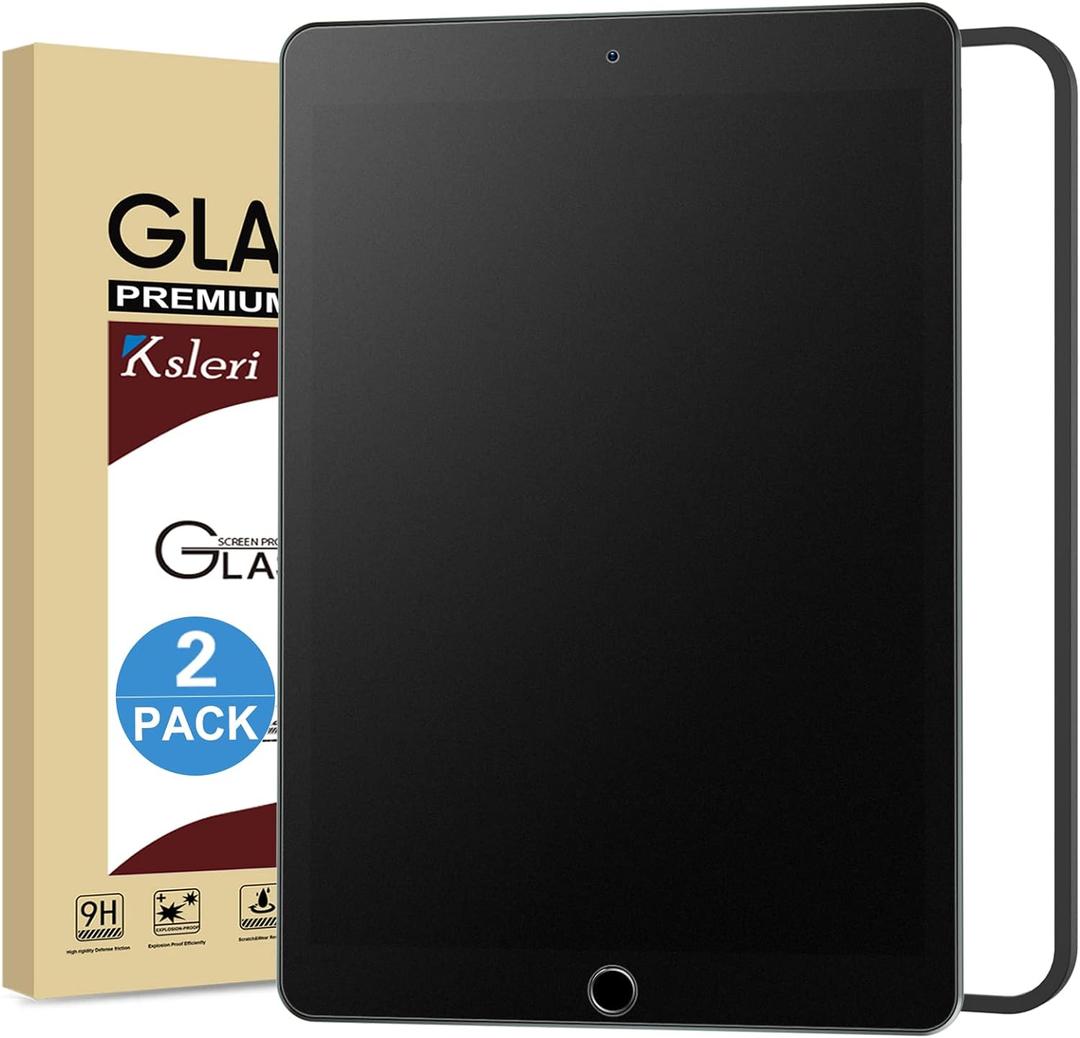 [2 Pack Matte Glass Screen Protector for iPad 10.2 inch(2021/2020/2019 Model, 9th/8th/7th Generation) Anti-Glare Anti-Fingerprint Tempered Glass Film with Alignment Frame (iPad 10.2")