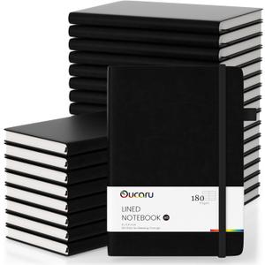 Oucaru Lined Journal Notebook, 24 Pack, 180 Pages, A5 Journals for Writing, 100 GSM Thick Paper, Small Notebooks Daily Journal for Women Men Work, Business, School, Travel Supplies (Black)