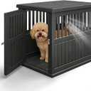 Bifanuo Dog House 30-Inch Dog Crate Furniture, Heavy Duty Dog Crate for Small Dog, Lockable Indoor Outdoor Dog Kennel & End Table, Decorative Plastic Pet Cage (Classic Black, 29.5"D x 21"W x 25.2"H)