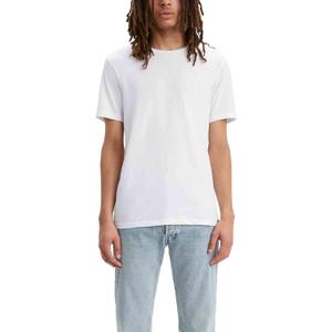 Levi's Men's Slim Fit Crewneck T-Shirt (2-Pack) (Small, White + White)