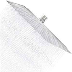 16 Inch Square Rain Shower Head, 304 Stainless Steel, Ultra Thin High Pressure Bathroom Rainfall Showerhead (Brushed Nickel) (324 Jets) (Brushed Nickel)