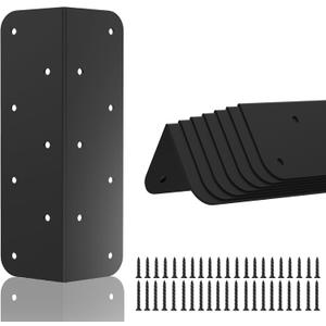 Zlinke 8 Pcs Raised Garden Bed Corner Brackets for 12''-24'' Flower Vegetable Furniture Planter Wood Garden Bed Box, 11'' x 3'' x 3'' Black Metal Corner Brackets Decorative with Screws