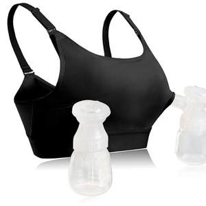 Momcozy Hands Free Pumping Bra Hands-Free Breast Pump Bra Nursing Bras for Pumping Adjustable Breast-Pumps Holding and Nursing Bra (Black, Large), Pack of 2