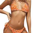 SHEKINI Women's Tie Side Bottom Padded Top Triangle Bikini Bathing Suit, S