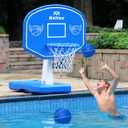 Pool Basketball Hoop Poolside, Large Pool Summer Water Basketball Hoop Game Toys with Lengthen Sturdy Base for Kids Boys Girls, Swimming Pool Basketball Hoop with 2 Balls and Pump