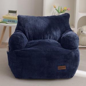 MAXYOYO Kids Bean Bag Chair, Stuffed Toddler Bean Bag Sofa with Filler Cozy for Boys and Girls, Lazy Sofa with Pocket Floor Chair for Gaming, Reading, Navy, Standard