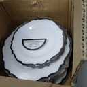 Contemporary White/Black Rim Combo Plates 7.5" & 10.5" Case of 128 (4 packs x 32)