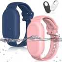for Samsung Galaxy SmartTag 2 Wristband Holder [2-Pack], Soft Silicone Wristband Smart Tag 2 Holder Kids Bracelet Galaxy Smart Tag 2 Case for Child Elderly (Blue + Pink)