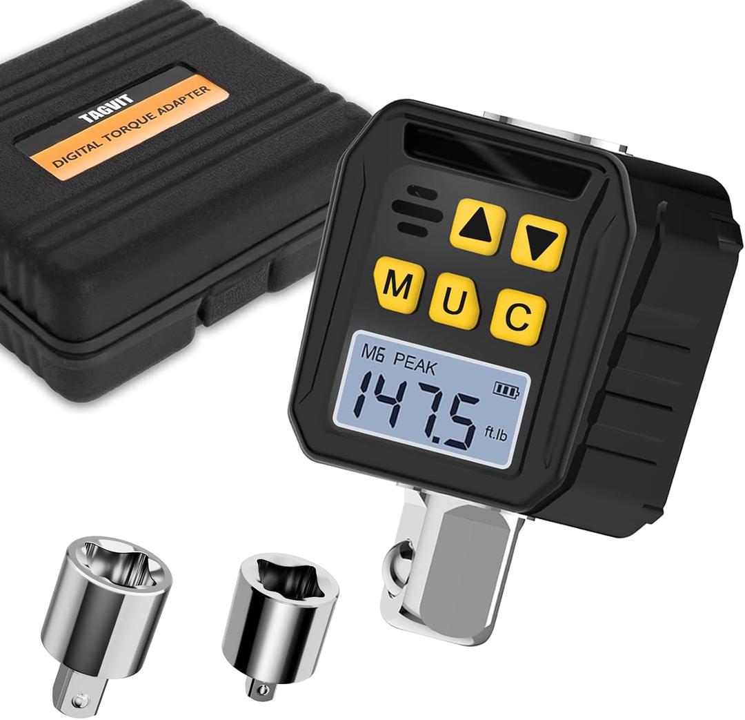 1/2 Drive Digital Torque Adapter, 7.38-147.5 Ft-lb/10-200 Nm Digital Torque Wrench Converter with 3/8" and 1/4" Adapters for Bicycle Motorcycle Car Repair