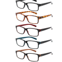 NORPERWIS Reading Glasses 5 Pairs Quality Readers Spring Hinge Glasses for Reading for Men and Women (5BLACK, 4.00)