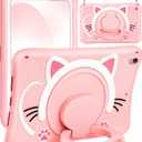 for iPad Air 3rd Generation Case, Pro 10.5 Case Girls Cute Cat Kawaii Cover Girly 3D Cartoon with Rotating Handle Stand & Strap Soft Silicone Funda for Apple iPad Air 3, Pro 10.5 Cases