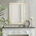 HA Frame Wall Mounted Mirror Vertical or Horizontal Hanging for Living Room, Bedroom (32''x24''Ivory White)